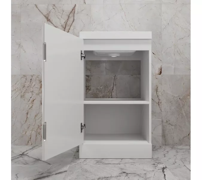 Тумба напольная "МОНО 50" с раковиной ASTI 50, белый глянец, Выбрать цвет: Белый глянец, Внешний вид: с белой раковиной, изображение 4