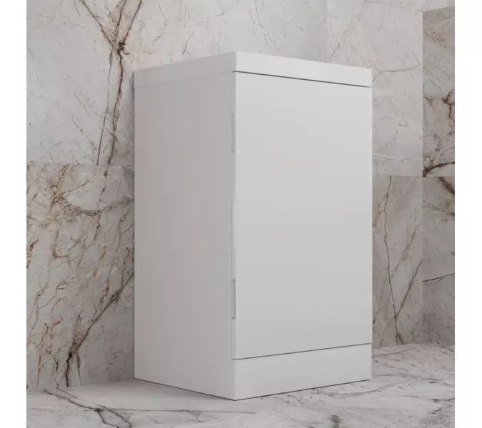 Тумба напольная "МОНО 50" с раковиной ASTI 50, белый софт, Выбрать цвет: Белый софт, Внешний вид: с белой раковиной, изображение 2