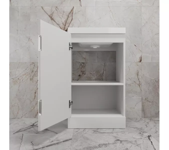 Тумба напольная "МОНО 50" с раковиной ASTI 50, белый софт, Выбрать цвет: Белый софт, Внешний вид: с белой раковиной, изображение 4