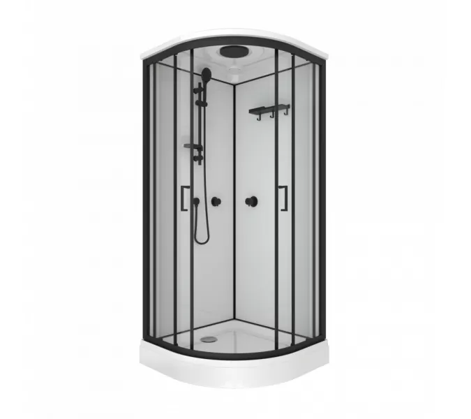 Душевая кабина Triton ПРАЙМ-БЛЭК 90*90 А  стекло прозрачное, Цвет стекла: прозрачное, Цвет профиля: Черный, Тип поддона: Низкий, Выбрать размер: 90х90, Наличие крыши: есть, изображение 5