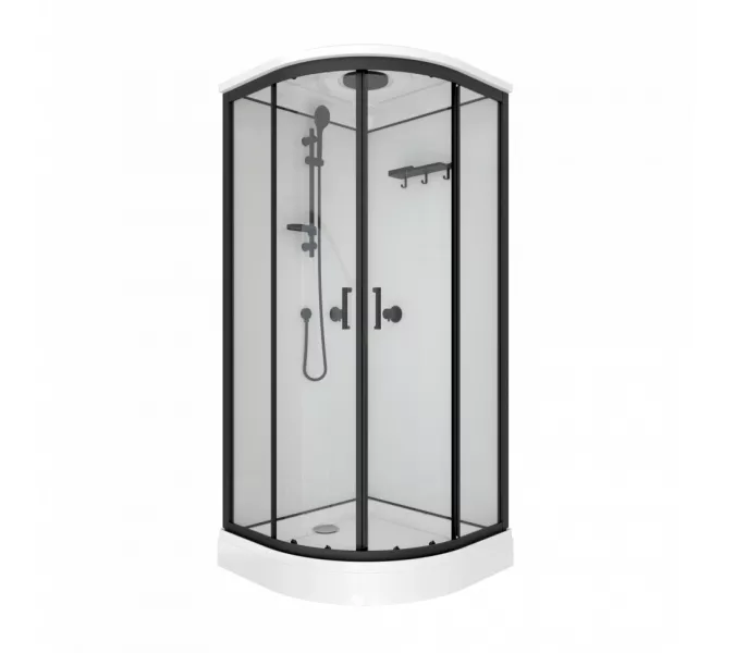 Душевая кабина Triton ПРАЙМ-БЛЭК 90*90 А  стекло прозрачное, Цвет стекла: прозрачное, Цвет профиля: Черный, Тип поддона: Низкий, Выбрать размер: 90х90, Наличие крыши: есть, изображение 6