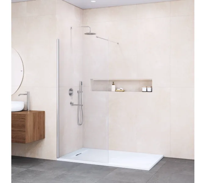 Перегородка для душа RGW WA-002, Цвет стекла: прозрачное, Цвет профиля (вариация): Хром, Выбрать размер: 80