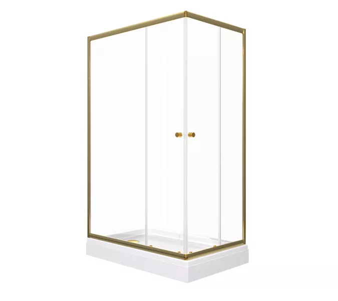 Душевое ограждение Triton "ВЕНТА-ГОЛД"  низкий поддон, Цвет стекла: прозрачное, Цвет профиля: Золото, Выбрать размер: 120х80, изображение 4