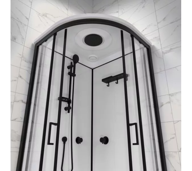 Душевая кабина Triton ПРАЙМ-БЛЭК 90*90 А  стекло прозрачное, Цвет стекла: прозрачное, Цвет профиля: Черный, Тип поддона: Низкий, Выбрать размер: 90х90, Наличие крыши: есть, изображение 3