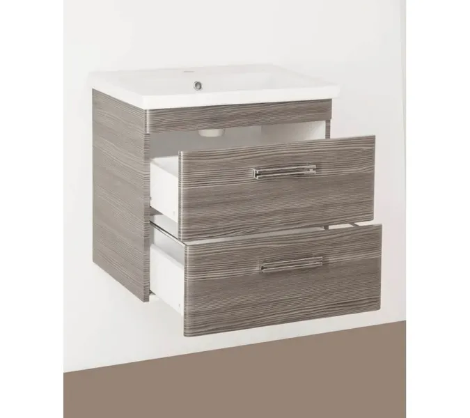 Тумба подвесная Style Line "Лотос 80" с раковиной Комо , Шелк зебрано, PLUS, изображение 3