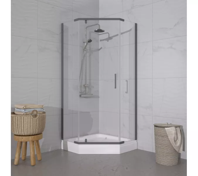 Душевое ограждение  Triton "ДЕКА-ГРАФИТ", Цвет профиля: Серый, Тип поддона: Низкий, Выбрать размер: 90х90