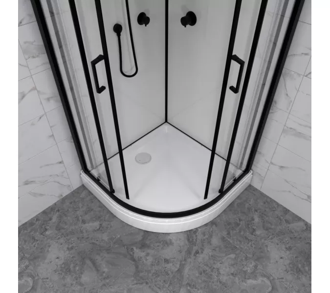Душевая кабина Triton ПРАЙМ-БЛЭК 90*90 А  стекло прозрачное, Цвет стекла: прозрачное, Цвет профиля: Черный, Тип поддона: Низкий, Выбрать размер: 90х90, Наличие крыши: есть, изображение 4