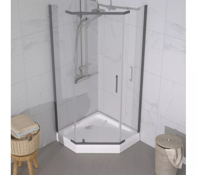 Душевое ограждение  Triton "ДЕКА-ГРАФИТ", Цвет профиля: Серый, Тип поддона: Низкий, Выбрать размер: 90х90, изображение 2