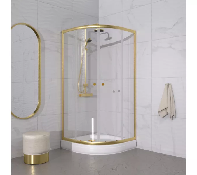 Душевое ограждение  Triton «АЛЬФА-ГОЛД» (низкий поддон), Цвет профиля: Золото, Тип поддона: Низкий, Выбрать размер: 90х90