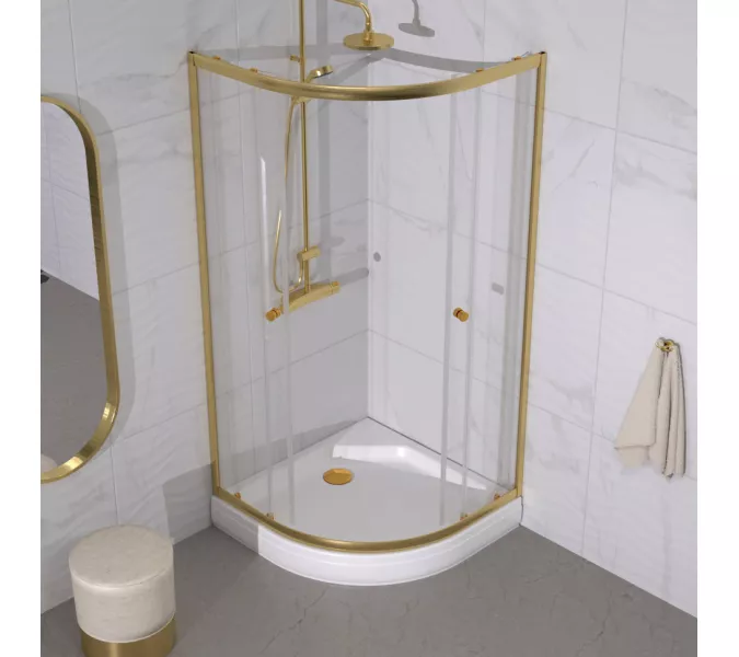 Душевое ограждение  Triton «АЛЬФА-ГОЛД» (низкий поддон), Цвет профиля: Золото, Тип поддона: Низкий, Выбрать размер: 90х90, изображение 2