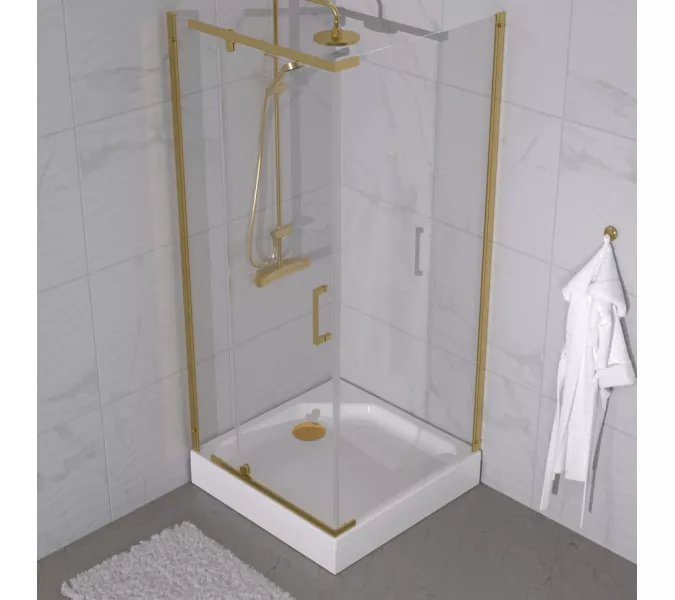 Душевое ограждение  Triton "ТЕРРА-ГОЛД" (низкий поддон) 90х90 квадрат, Цвет профиля: Золото, изображение 2