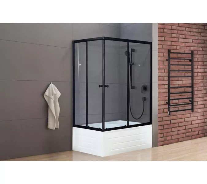 Душевой угол Royal Bath RB 8100BP/RB8120BP прямоугольный, Цвет стекла: прозрачное, Цвет профиля: Черный, Выбрать размер: 120x80, Ориентация: правая