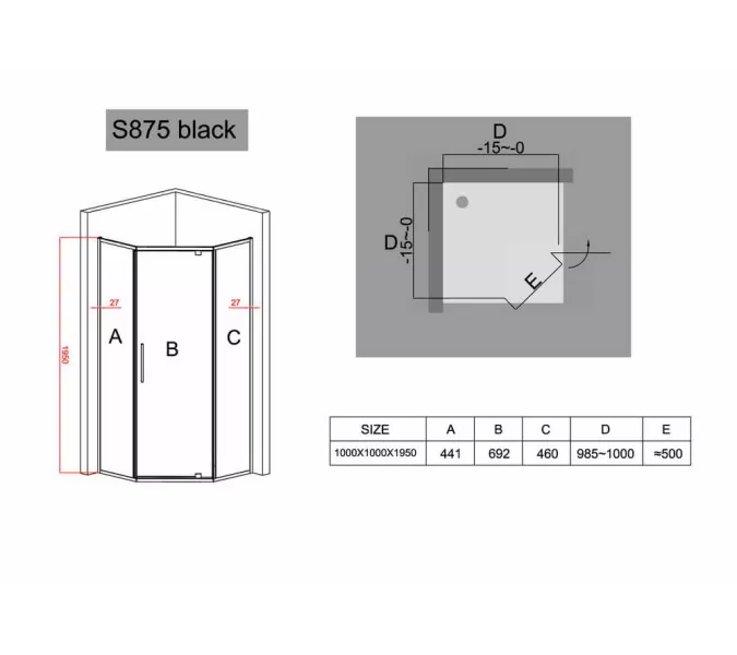 Душевой угол Black & White S875 100х100, изображение 3