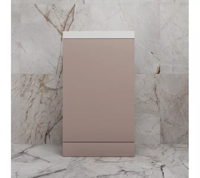 Тумба напольная "МОНО 50" с раковиной ASTI 50, санд пудровый, Выбрать цвет: Санд Пудровый, Внешний вид: с белой раковиной