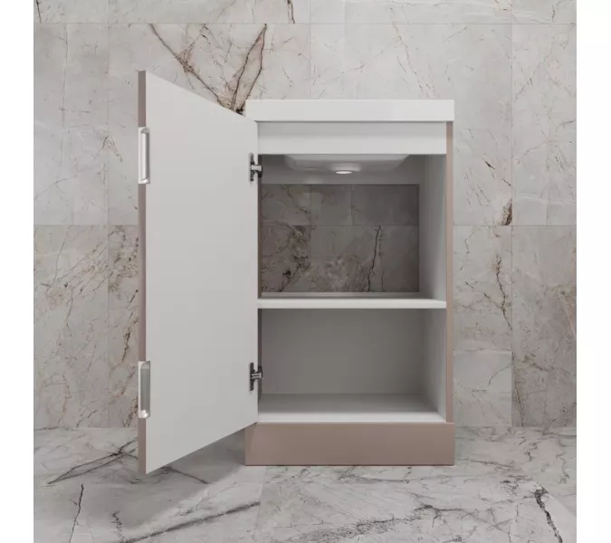 Тумба напольная "МОНО 50" с раковиной ASTI 50, санд пудровый, Выбрать цвет: Санд Пудровый, Внешний вид: с белой раковиной, изображение 5