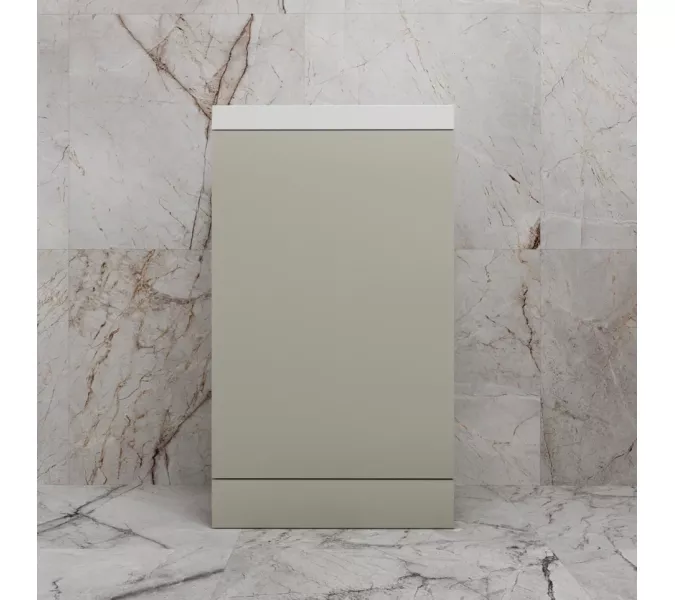 Тумба напольная "МОНО 50" с раковиной ASTI 50, санд серая галька, Выбрать цвет: Серая галька, Внешний вид: с белой раковиной