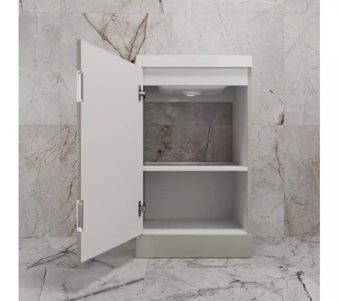 Тумба напольная "МОНО 50" с раковиной ASTI 50, санд серая галька, Выбрать цвет: Серая галька, Внешний вид: с белой раковиной, изображение 4