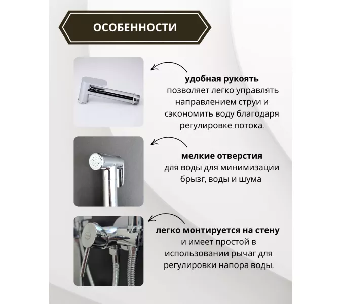 Душ гигиенический ACWEN 82003 хром, Выбрать цвет: Хром, изображение 2