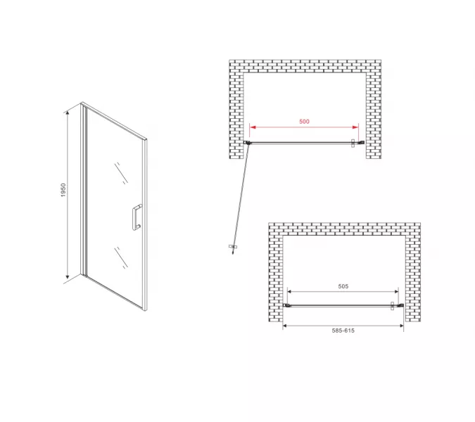Душевая дверь ABBER Sonnenstrand матовое/хром 90, изображение 3