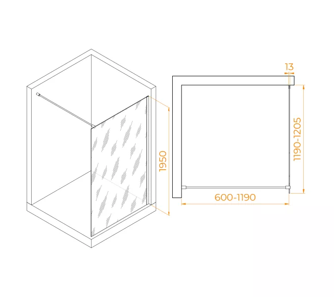 Душевая перегородка RGW WA-010B прозрачное/черный 120*195, изображение 2