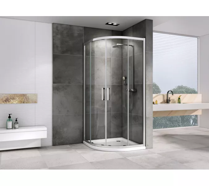 Душевой уголок ABBER Schwarzer Diamant трапеция, прозрачное / хром 100*100, изображение 2