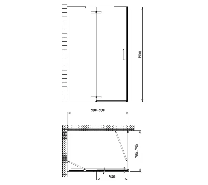 Душевой уголок Gemy Fall Tea прозрачное стекло 100*80, изображение 4