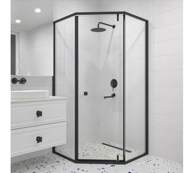 Душевой уголок RGW HO-088B прозрачное/черный, Цвет стекла: прозрачное, Цвет профиля: Черный, Выбрать размер: 90х90, изображение 2