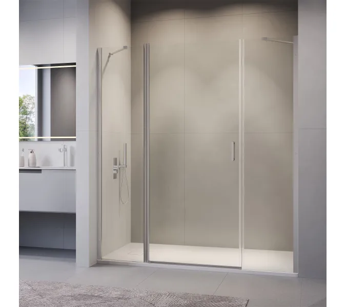 Душевая дверь RGW LE-009 (LE-004 + Z-09), Цвет стекла: прозрачное, Цвет профиля: Хром, Выбрать размер: 130