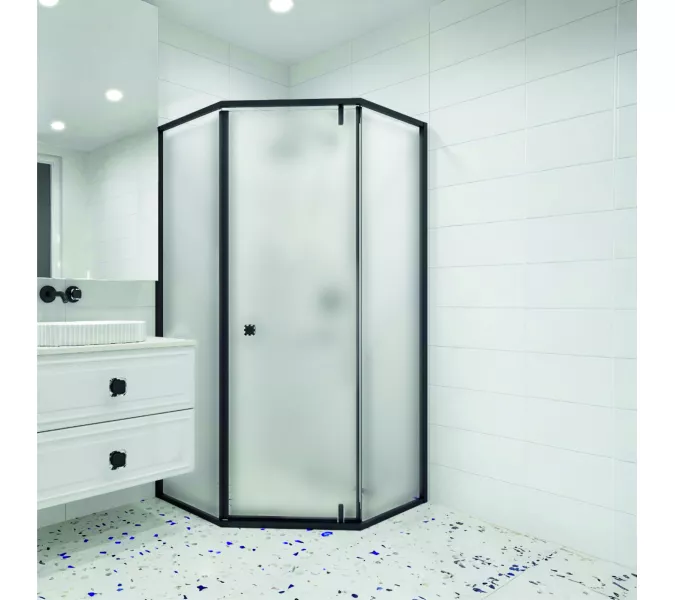 Душевой уголок RGW HO-088B матовое/черный, Цвет стекла: матовое, Цвет профиля: Черный, Выбрать размер: 90х90, изображение 2