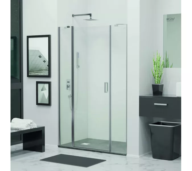 Душевая дверь RGW LE-009 (LE-004 + Z-09), Цвет стекла: прозрачное, Цвет профиля: Хром, Выбрать размер: 130