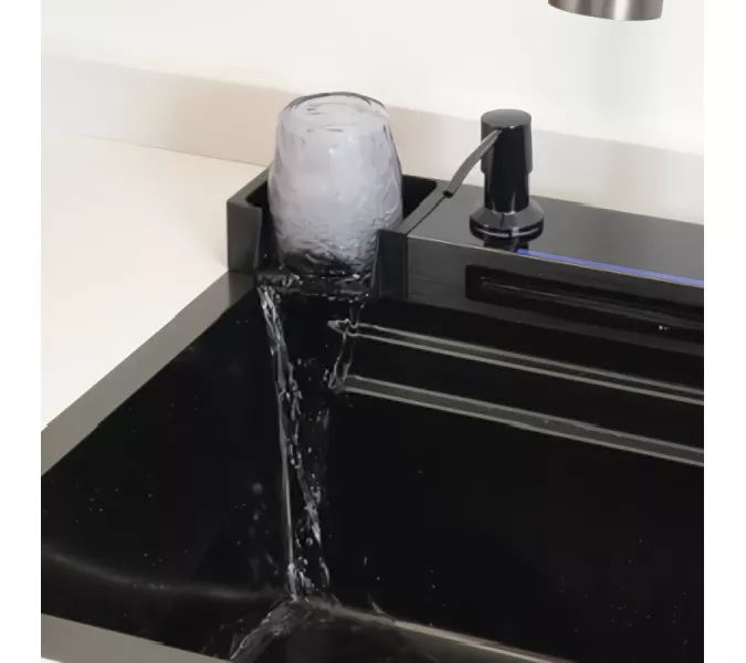 Многофункциональная мойка Ceruttispa GLORIA II nano black (серая) из нержавеющей стали, кухонная, изображение 9