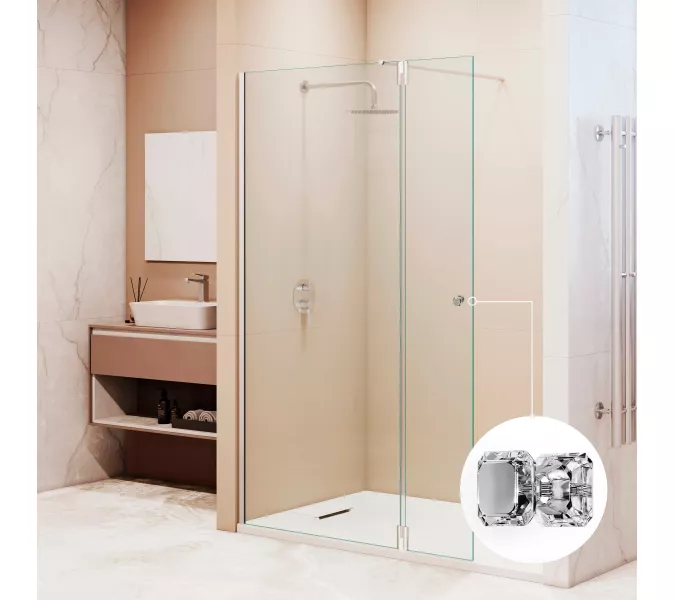 Душевая перегородка RGW WA-054 (WA-010 + Z-072) прозрачное/хром, Цвет стекла: прозрачное, Цвет профиля: Хром, Выбрать размер: 70