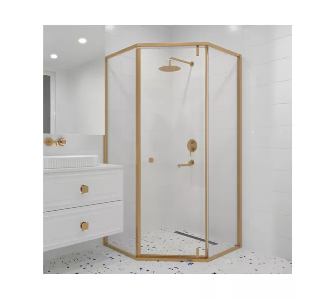 Душевой уголок RGW HO-088Gb прозрачное/золото, Цвет стекла: прозрачное, Цвет профиля: Золото, Выбрать размер: 90х90, изображение 2