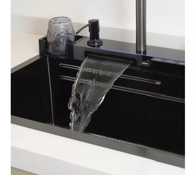 Многофункциональная мойка Ceruttispa GLORIA II nano black (серая) из нержавеющей стали, кухонная, изображение 10