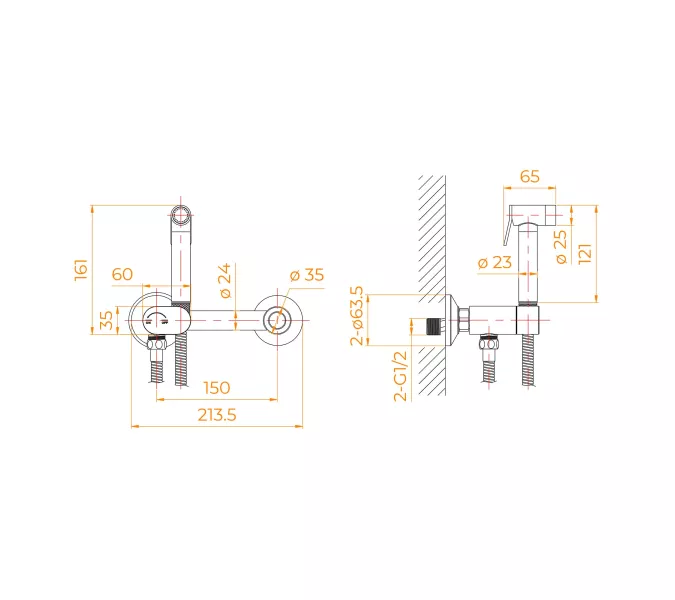 Гигиенический душ с поворотным управлением RGW SP-216Gr, Выбрать цвет: Оружейная сталь, изображение 3
