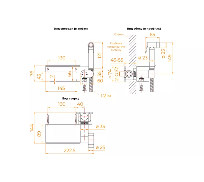 Гигиенический душ со смесителем RGW SP-221B, Выбрать цвет: Черный, изображение 9
