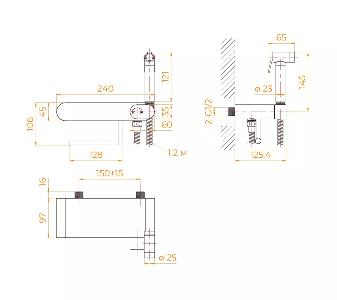 Гигиенический душ со смесителем RGW SP-222B, Выбрать цвет: Черный, изображение 10