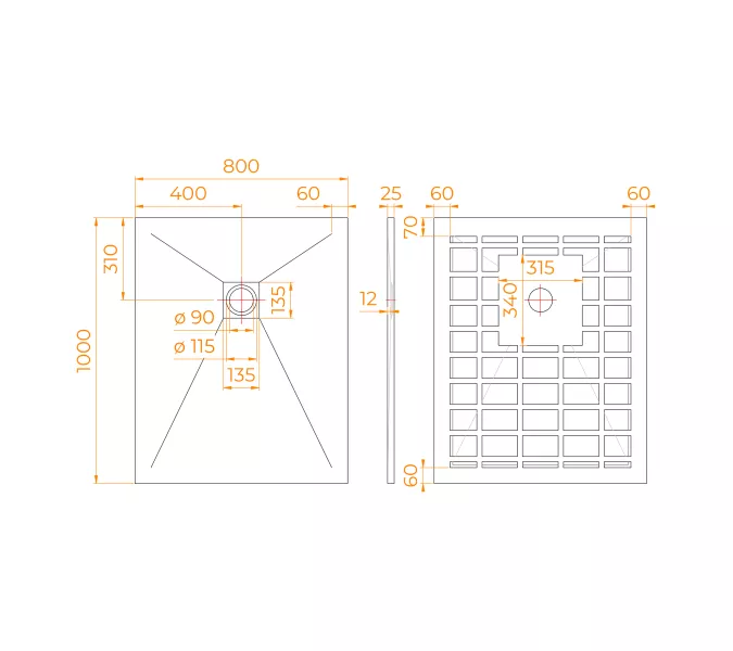 Душевой поддон прямоугольный STONE TRAY-W, Выбрать цвет: Белый, Выбрать размер: 800x1000, изображение 5