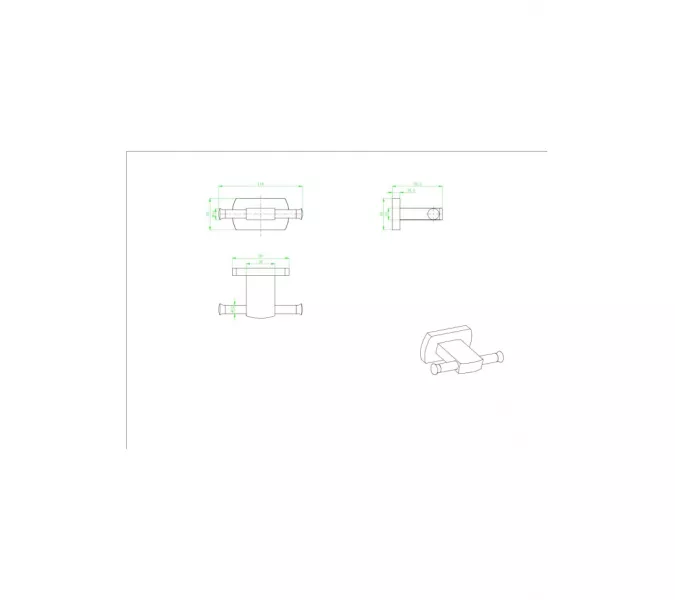 Крючок двойной Ceramalux AZZURO 95601, изображение 2