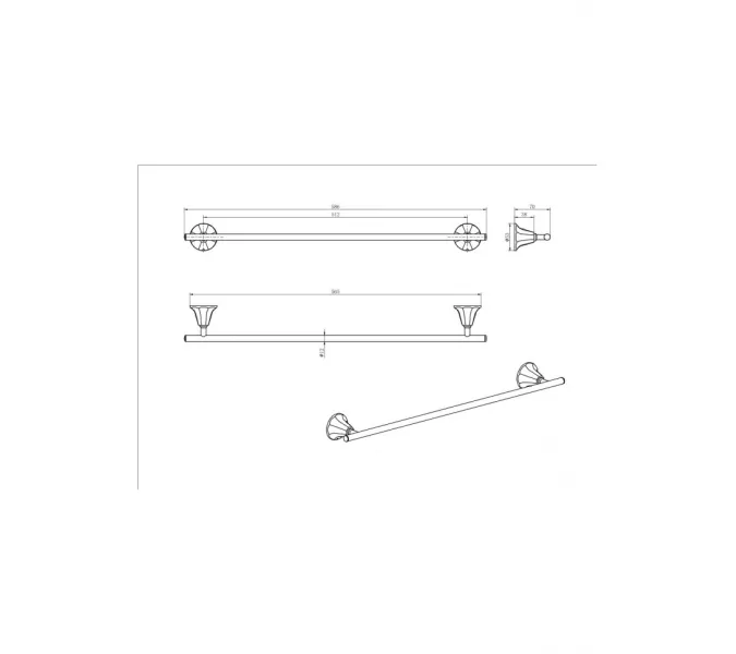Полотенцедержатель Ceramalux BIATICHI 73008-1, изображение 2