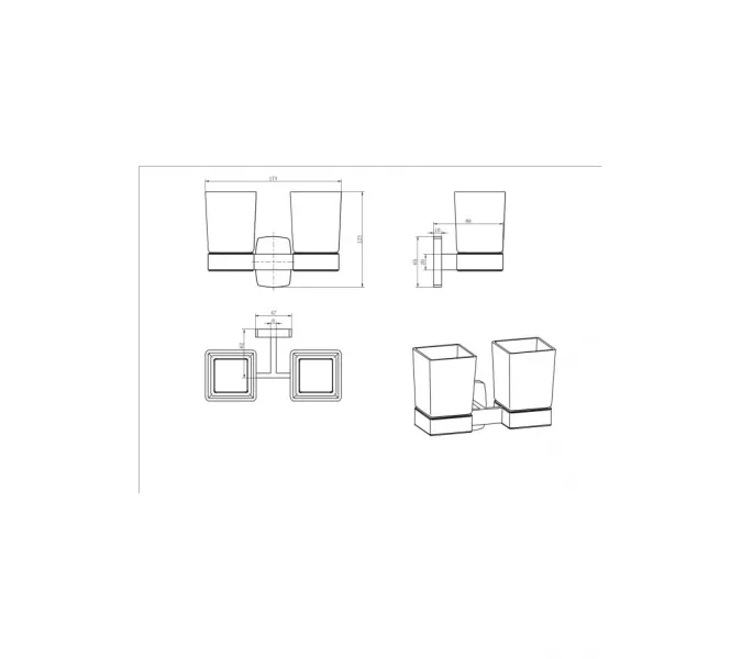 Стакан Двойной Подвесной Ceramalux CUBE 12603, изображение 2