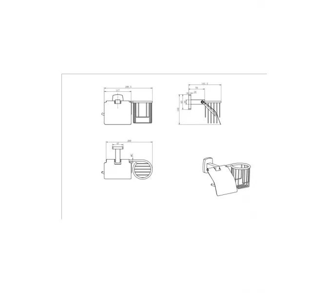 Держатель Для Бумаги с Корзиной Ceramalux CUBE 12607A, изображение 2