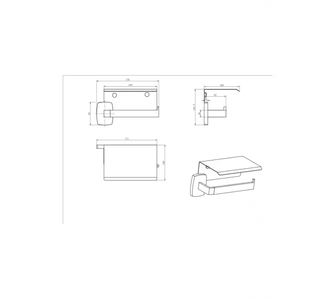 Держатель Для Бумаги Ceramalux CUBE 12607B, изображение 2