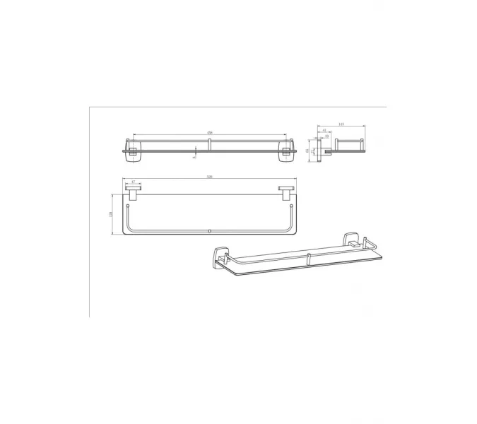 Полка Стеклянная Ceramalux CUBE 12611, изображение 2