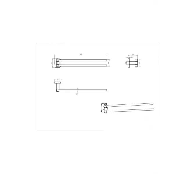 Держатель для полотенец двойной Ceramalux CUBE 12614, изображение 2