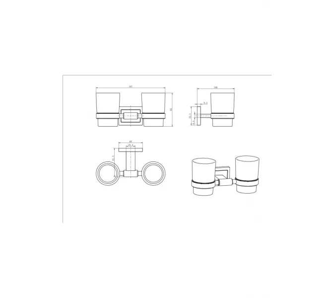 Стакан двойной подвесной Ceramalux GAMMA 12303, изображение 2