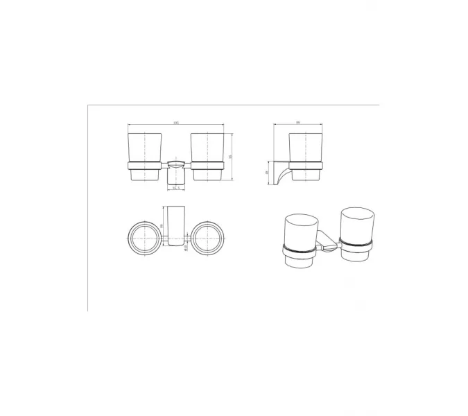Стакан двойной стекло Ceramalux MONELLI  70003, изображение 2
