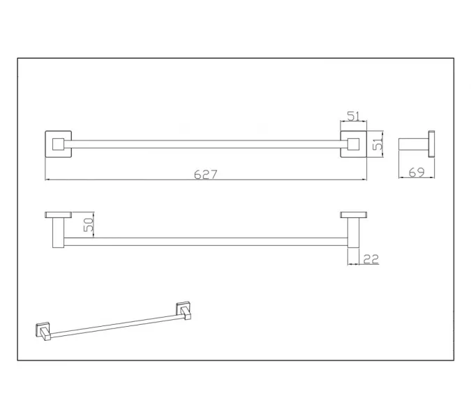 Полотенцедержатель Ceramalux QUADRO 61908, изображение 2