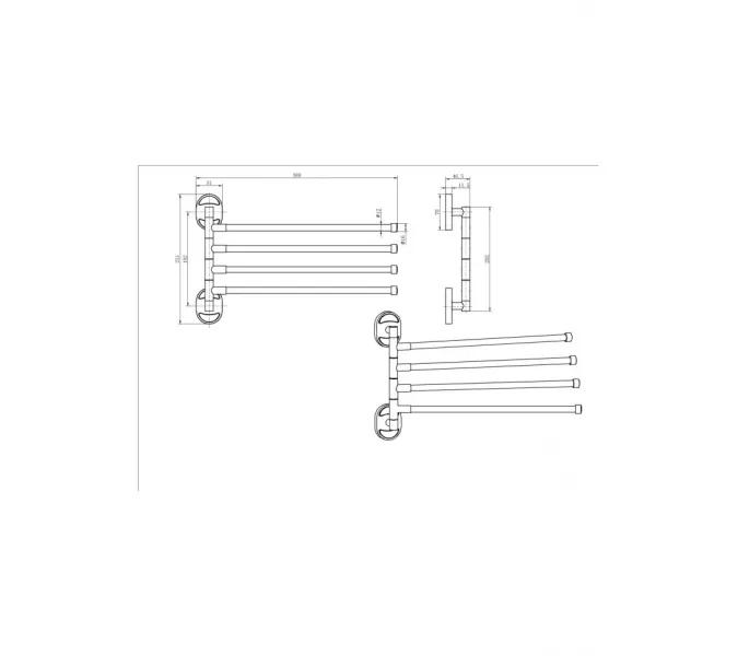 Полотенцедержатель поворотный Ceramalux VALENCIA 73214-4, изображение 2