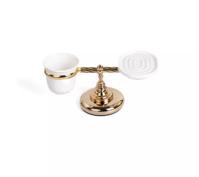 Stil Haus Giunone  настольные керамические мыльница + стакан   золото